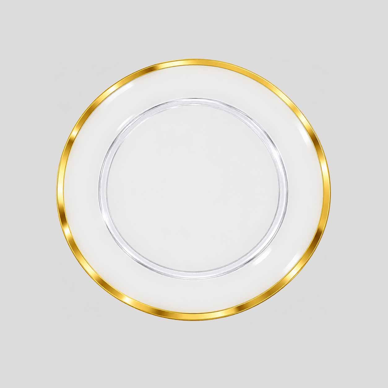 Acrylic Charger Plate with Gold Rim for Restaurants Acrylic Charger Plate with Gold Rim for Restaurants