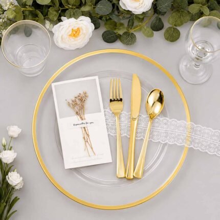 Acrylic Charger Plate with Gold Rim for Restaurants i
