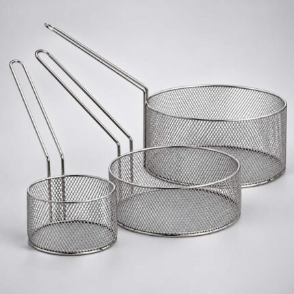 Round Stainless Steel Chips Deep Fryer Basket 203x102mm - Hotel & Restaurant Kitchen