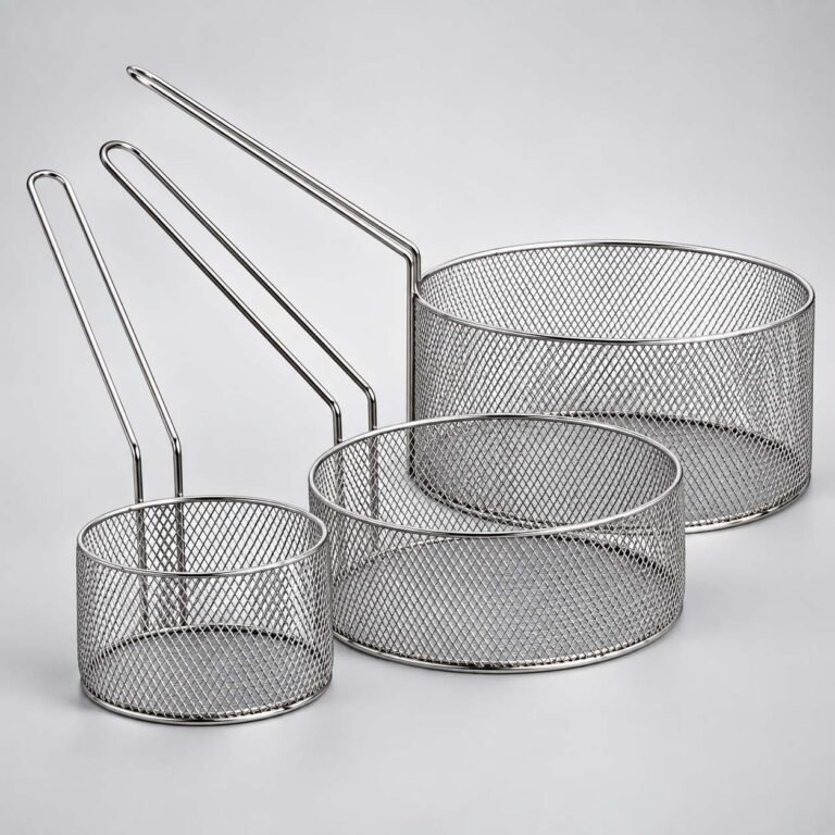 Round Stainless Steel Chips Deep Fryer Basket 203x102mm - Hotel & Restaurant Kitchen