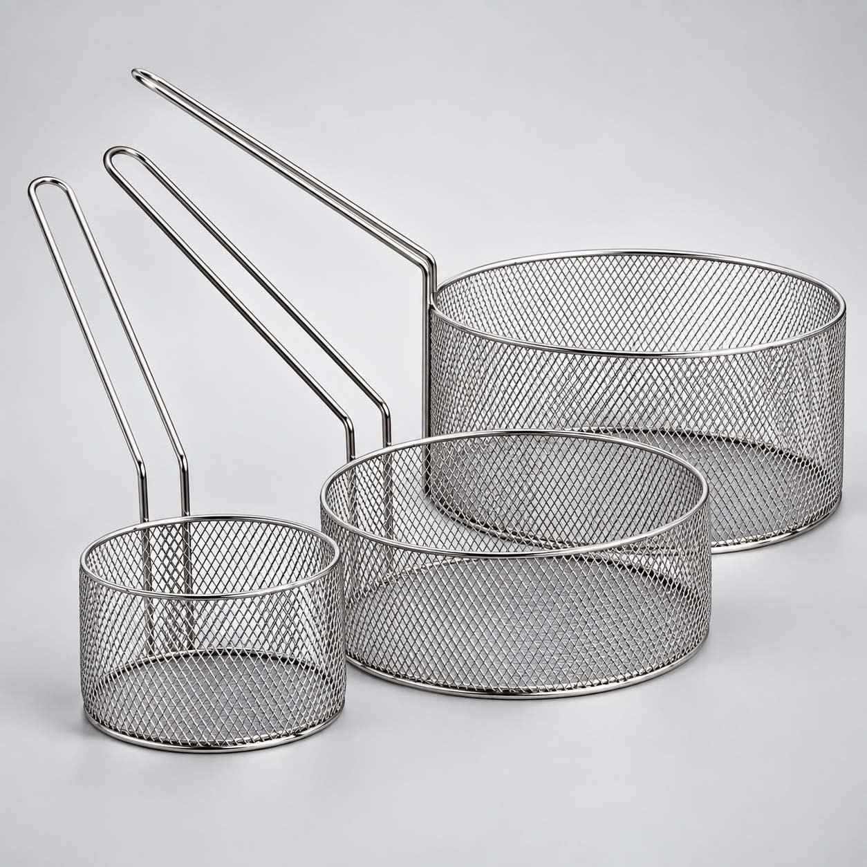 Round Stainless Steel Chips Deep Fryer Basket 203x102mm - Hotel & Restaurant Kitchen Round Stainless Steel Chips Deep Fryer Basket 203x102mm - Hotel & Restaurant Kitchen