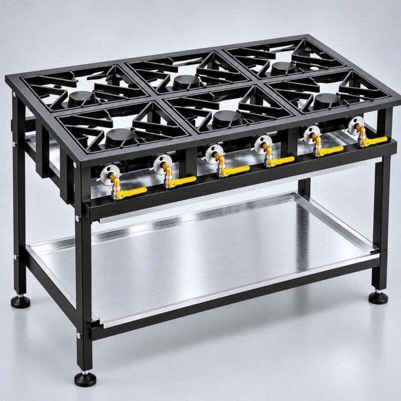 Commercial 6 Burner Staggered Boiling Table Gas for Professional Kitchens 