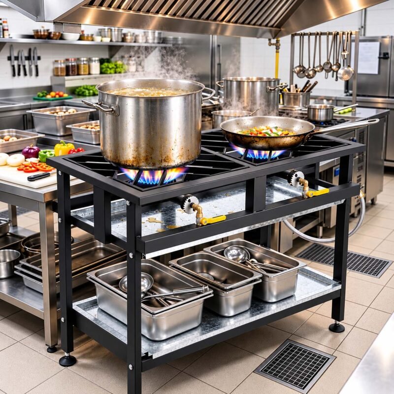 Commercial 2 Burner Boiling Table Gas for Professional Kitchens  i