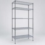4 TIER SHELVING UNIT CHROMED 1510 BY 455 BY 1830MM