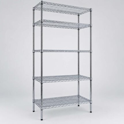 4 TIER SHELVING UNIT CHROMED 1510 BY 455 BY 1830MM