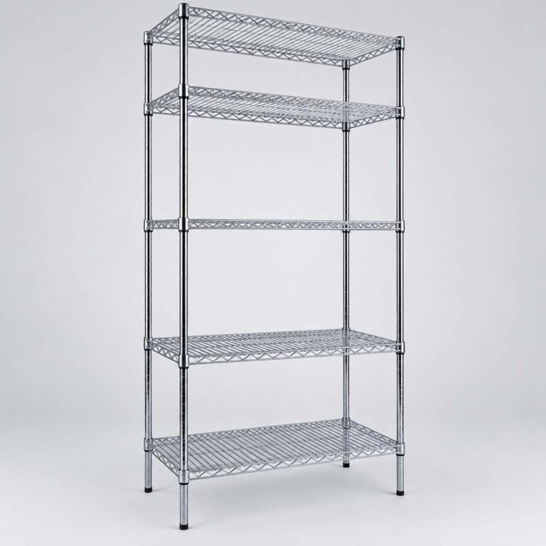 4 TIER SHELVING UNIT CHROMED 1510 BY 455 BY 1830MM